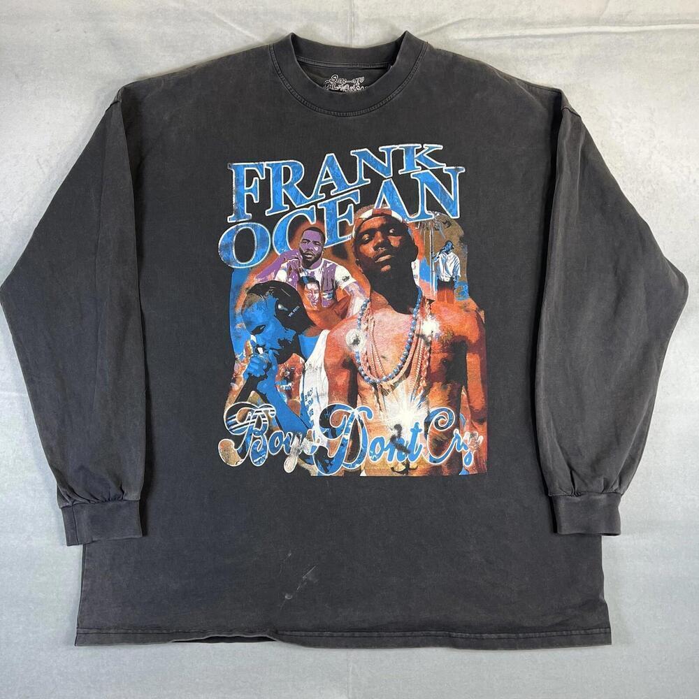 Sergio Calabasas Frank Ocean Rap Shirt Mens XL Gray Faded Long Sleeve RARE